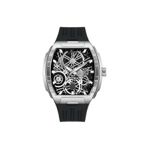 KUERST Кварцевый механизм резиновый ремешок мужские часы черный циферблат