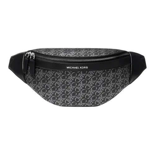 MICHAEL KORS Покрытый холст Слинг-сумка поясная сумка Унисекс Черный и Серебряный