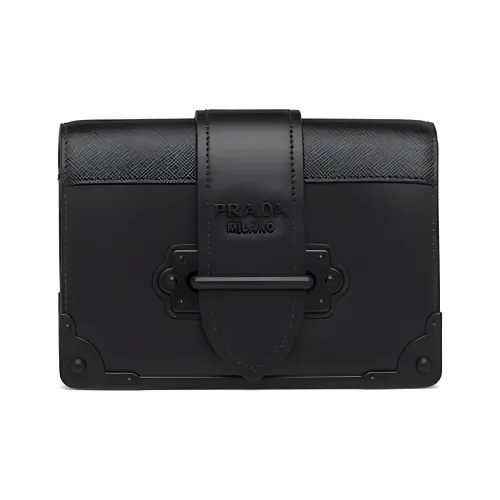PRADA Cahier Телячья кожа Ручная сумка через плечо Женская Черная