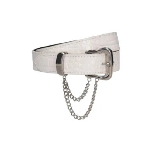 Alessandra Rich Lambskin Leather Belts Women's White Width 2CM Alessandra Rich Кожаные ремни из овечьей шкуры белый ширина 2 см