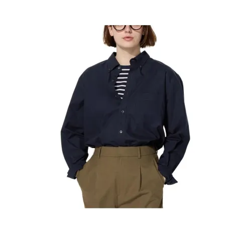 UNIQLO Темно-синяя унисекс рубашка