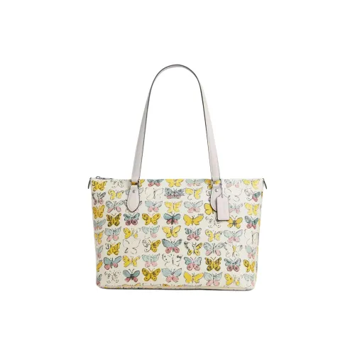 COACH Gallery Покрытый холст Тоут Сумка Сумка для покупок Сумка Сумка через плечо Women's Silver Мел