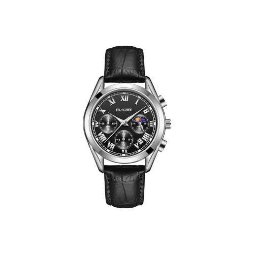 Rlychee Кварцевый механизм натуральная кожа ремешок мужские часы черный циферблат