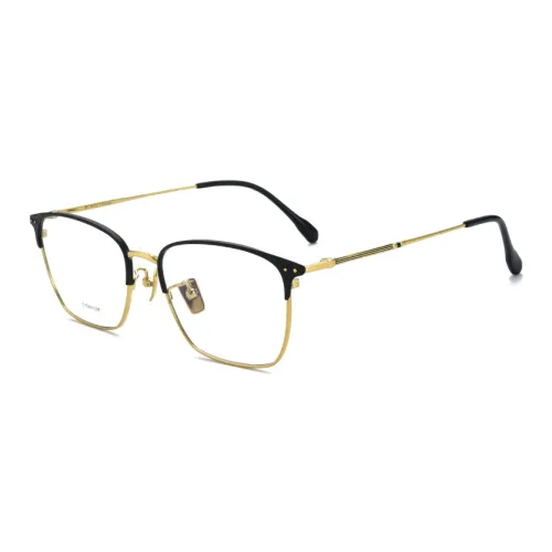 MUZU Чистый титан Оправа для очков "Брови" Унисекс Черный Золото