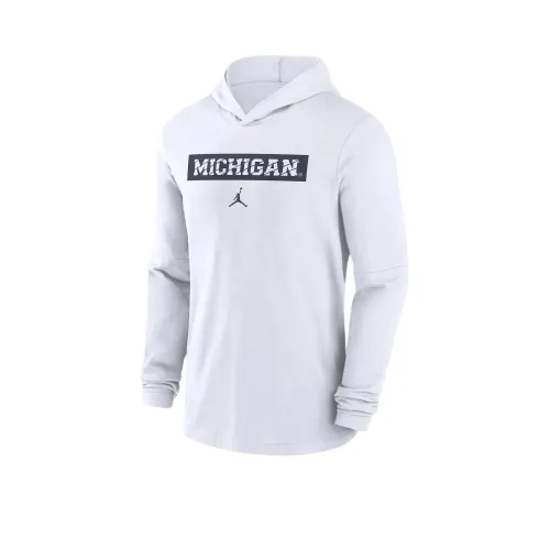 Jordan Michigan Wolverines Sideline Dri Fit COLLEGE Свитшот Мужской Белый