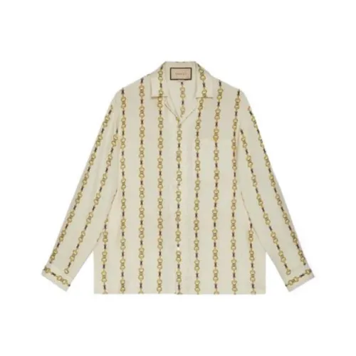 GUCCI Бежевый Желтый Мужские Рубашки