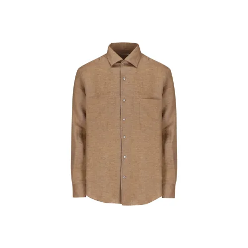 Loro Piana SS25 Рубашка Мужская Коричневая