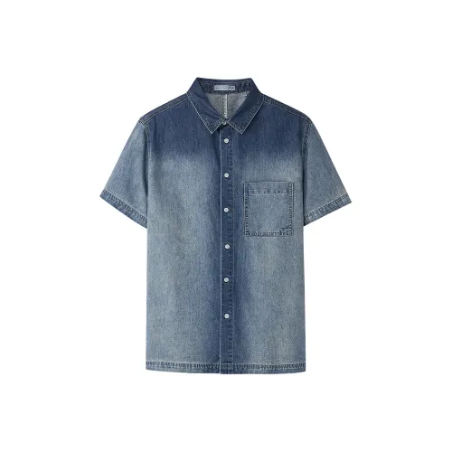 HLA Джинсовый синий Градиентный Средний 58 Мужская Рубашка