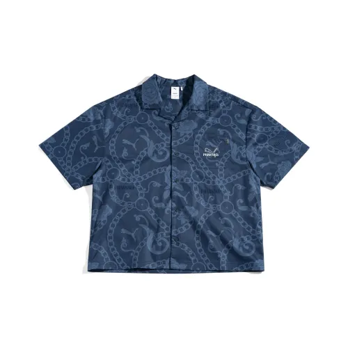 PUMA X Phantaci Co Брендированная Серия Рубашка Унисекс Твид Синий