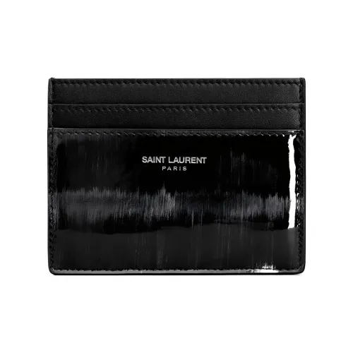 SAINT LAURENT Париж Телячья кожа с Овечья шкура Держатель для карт Мужской Черный