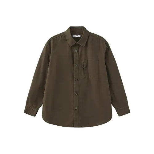 ZUO Оливковые Мужские Рубашки