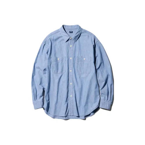 UNIQLO Аква-синий Мужские Рубашки