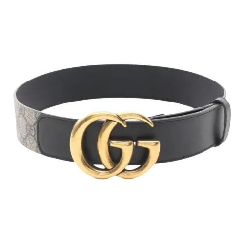 GUCCI ПВХ кожа кожа ремни женский черный ширина 4CM