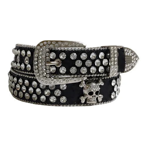 Emperor Penguin Ins Горячая девушка Стразы Embellished Череп Ремень Городской CHIC Позиционирование стиля Y2K Джинсы Кожаные ремни Женские 3 см