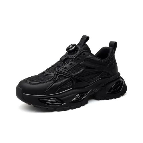 JEEP SPIRIT Черный Броня Кружево Вверх Вращающийся BUTTONS Низкий Топ Толстоподошвенные кроссовки Мужской Графитовый Черный