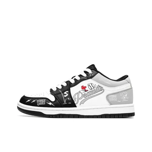 SNOOPY S.Dunk Classic Vintage Черный Белый Покрытие Устойчивый к истиранию Легкий Низкий Топ Скейтборд Кроссовки Мужские