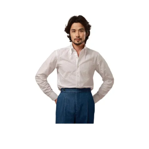 CULTUM Белый, На пуговицах Ожерелье-чокер, В наличии Мужские Рубашки