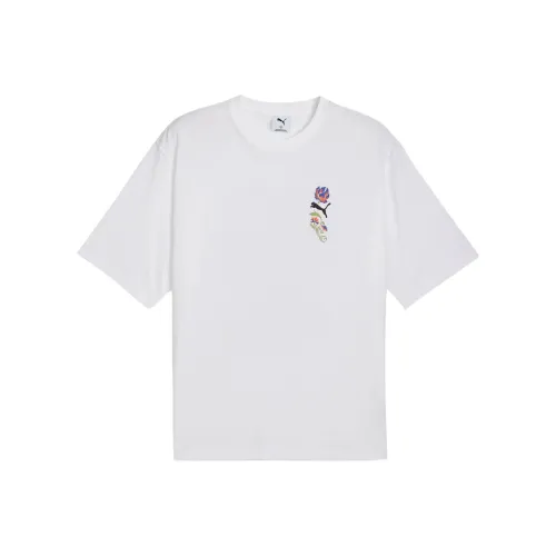 PUMA FloralGraphic Boxy T Рубашка Мужская Белая 02