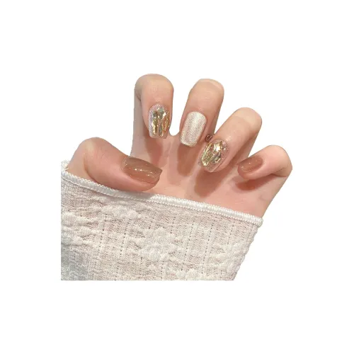 Yun Yue Joe Кошачий глаз Галактический Мечта False Nail Короткий LADDER Шампанское Однотонный Flashing