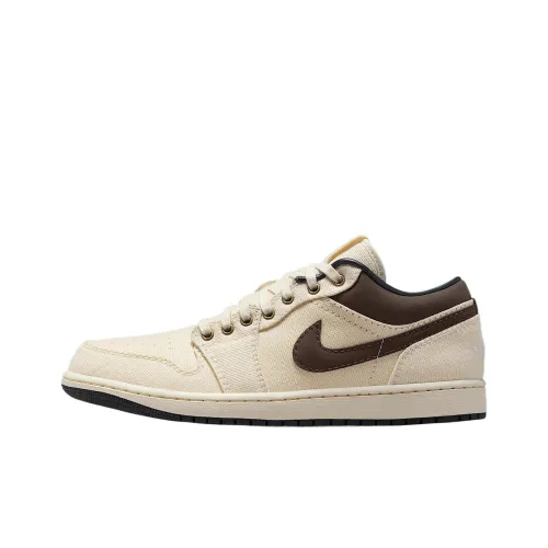 Jordan Air Jordan 1 Винтажные баскетбольные кроссовки Low Топ Бежево-желтый Мужские