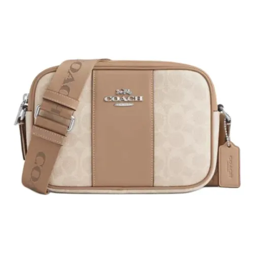 COACH Jamie Холст с гладкой кожей Camera Сумка Сумка через плечо Маленькая Женская Серебряный Песочный Тауповый