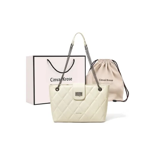 CinvaiKrose Сумка Tote из синтетической кожи сумка через плечо большая женская черная экрю