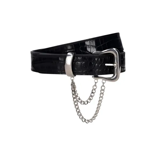 Alessandra Rich Sheepskin Leather Belts Women's Black