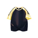 Жёлтый и тёмно-синий (Цветовые блоки, стиль позиционирования)