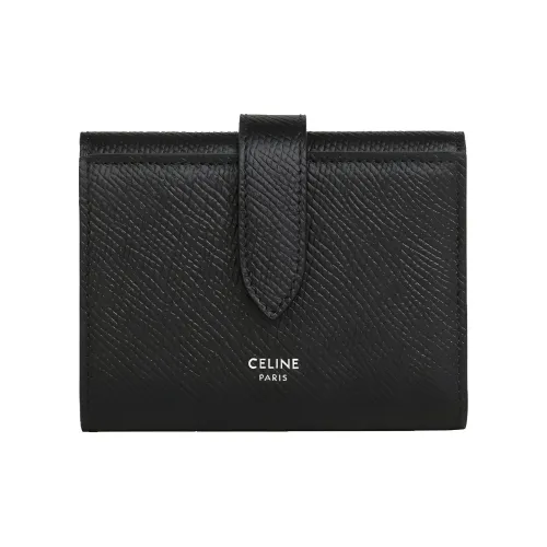 CELINE Трехсекционный кошелек из телячьей кожи держатель для карт мужской черный