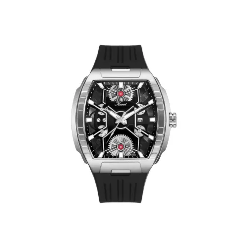 KUERST Кварцевый механизм резиновый ремешок мужские часы черный циферблат