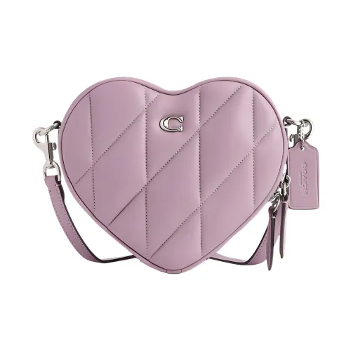 COACH Сердце Quilted Кожа Сердечная Сумка Сумка через плечо Маленькая Женская Фиолетовая