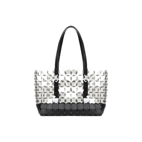 Paco Rabanne PVC с Растение Кожа Тоут Сумка Сумка для покупок Сумка на плечо Женская Черная Серый