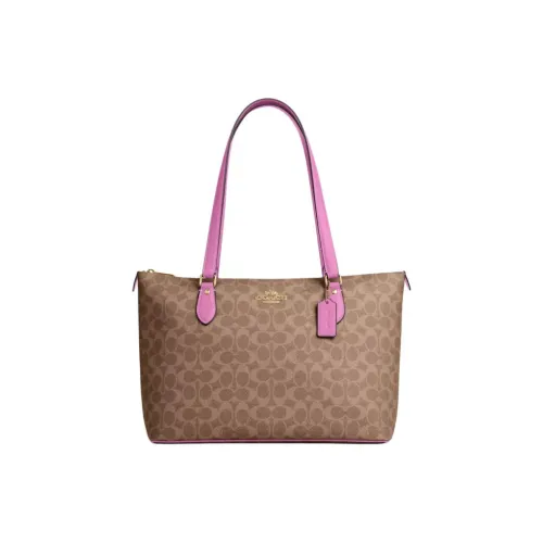 COACH Gallery Покрытый холст Сумка-тоут Сумка для покупок Сумка через плечо Сумка Большая Женская Коричневая