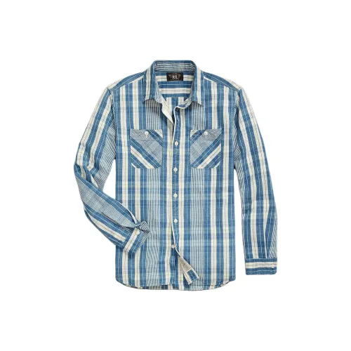 DOUBLE RL Индиго Check Хлопок Linen Work Shirt Men's Indigo
