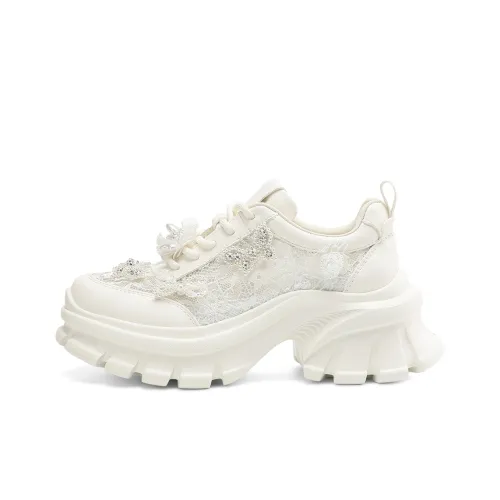 Rosa Bianca Дышащий Увеличение Высоты Низкий Топ Повседневный Женский Экрю