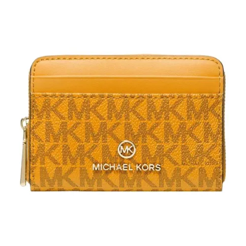 MICHAEL KORS Jet Set Покрытый холст Держатель для карт кошелек Маленький Женский Золотой
