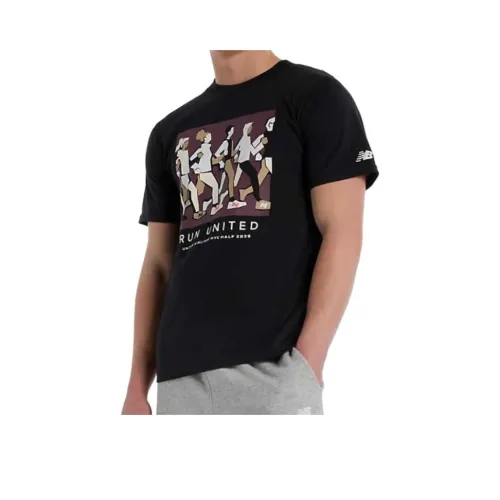 New Balance United Airlines NYC Half Graphic T-Shirt Рубашка Мужская Черная