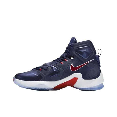 Nike Lebron 13 Противоскользящие Устойчивые к истиранию Высокие Баскетбольные кроссовки Мужские Морской синий