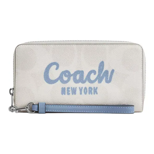 COACH Zip Around Покрытый холст Кошелек Маленький Женский Белый