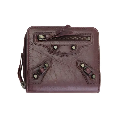 Balenciaga Vintage Leather Wallet Women's Burgundy