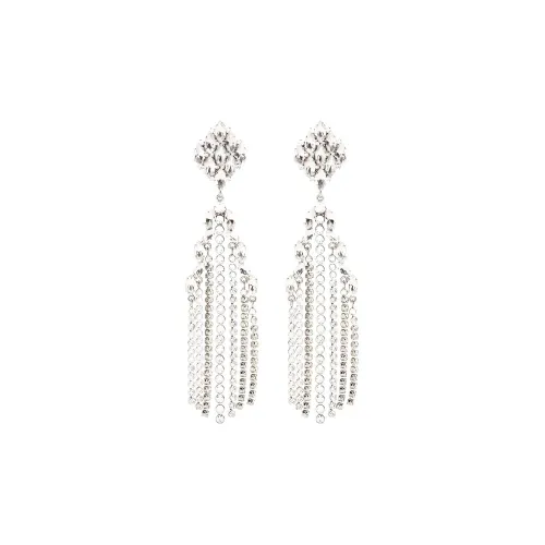 Alessandra Rich Латунь Стекло Серьги Женские Серебристые