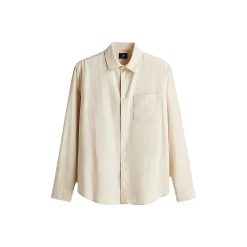 H M Light Beige Men's Shirts H M Светло-бежевые Мужские Рубашки