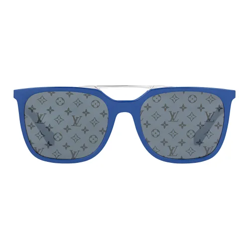 LOUIS VUITTON Пластина And Металл Нерегулярная форма Солнцезащитные очки Мужской Синий