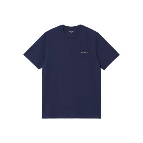 Carhartt WIP SS25 S S Script Вышивка T-Рубашка T-Рубашка Мужская Темно-Синий