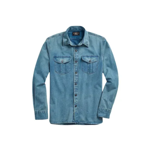 Double RL Blue Men's Shirts Двойной RL Синий Мужской Рубашки