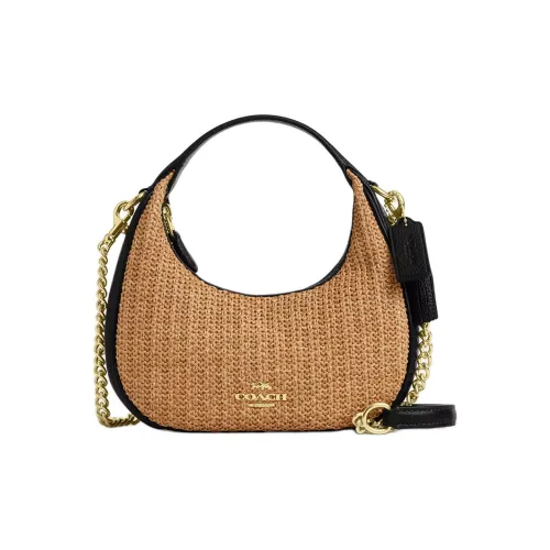 COACH CARMEN Солома с кожаными вставками Сумка через плечо Сумка Мини Женская Хаки и Черная