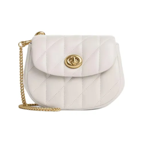 COACH Turnlock Напп-Кожа Сумка через плечо Сумка на плечо Мини Женская Белая