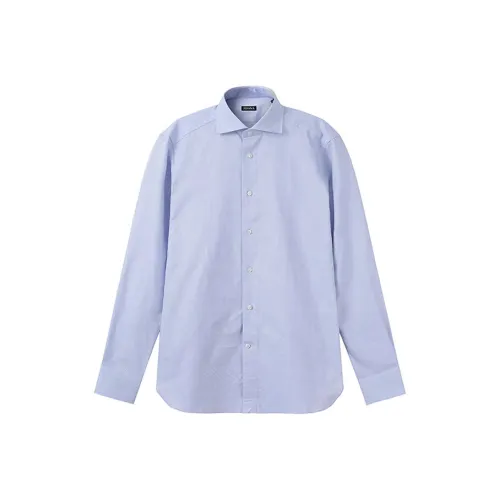 Zegna SS24 Рубашка Мужская Синяя Белая