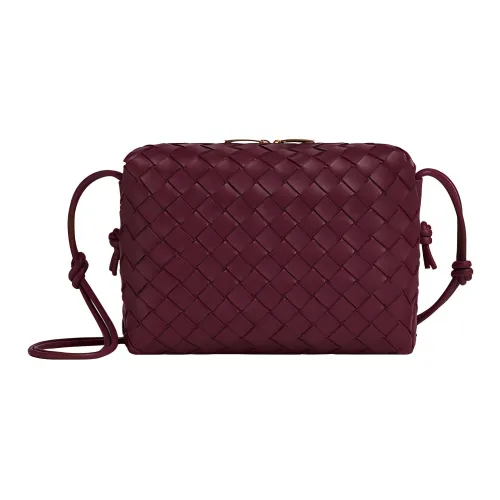 Bottega Veneta Loop Овечья кожа Camera Сумка Сумка для хранения Сумка через плечо Маленькая Женская Бургунди