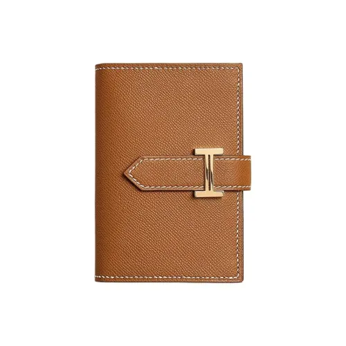 HERMES Bearn Madame Телячья кожа Кошелек Мини Женские 37 Золотисто-коричневый
